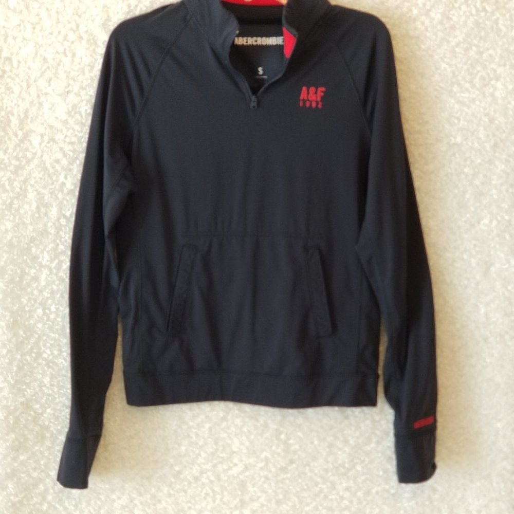 Abercrombie & Fitch Pullover Black Red Lettering Jacket Small